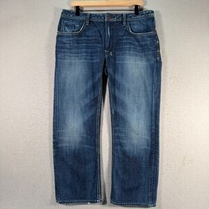 Buffalo David Bitton Jeans Men 36x26 Blue Medium Wash Straight Leg Comfort Denim